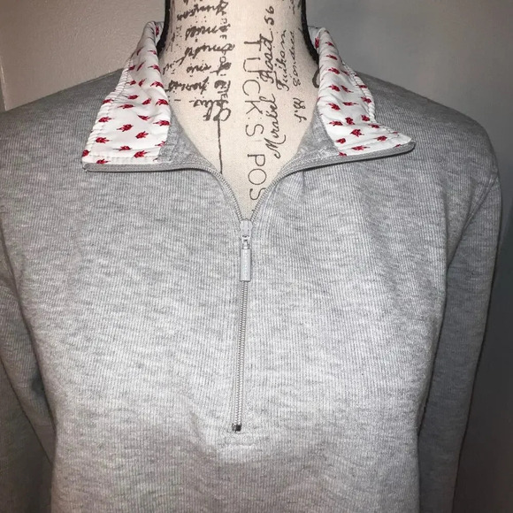 Orvis,XL, ribbed heather gray maple leaf accents 1/4 zip knit Sweater￼￼ - Picture 4 of 10